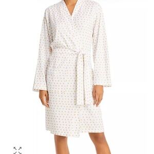 Roller Rabbit Star Axel Pima Cotton Robe White/Gold Tie Waist Midi/Mini OS
